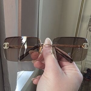 Full Incl. Chanel Rimless CC Crystal Y2K Sunglasses!